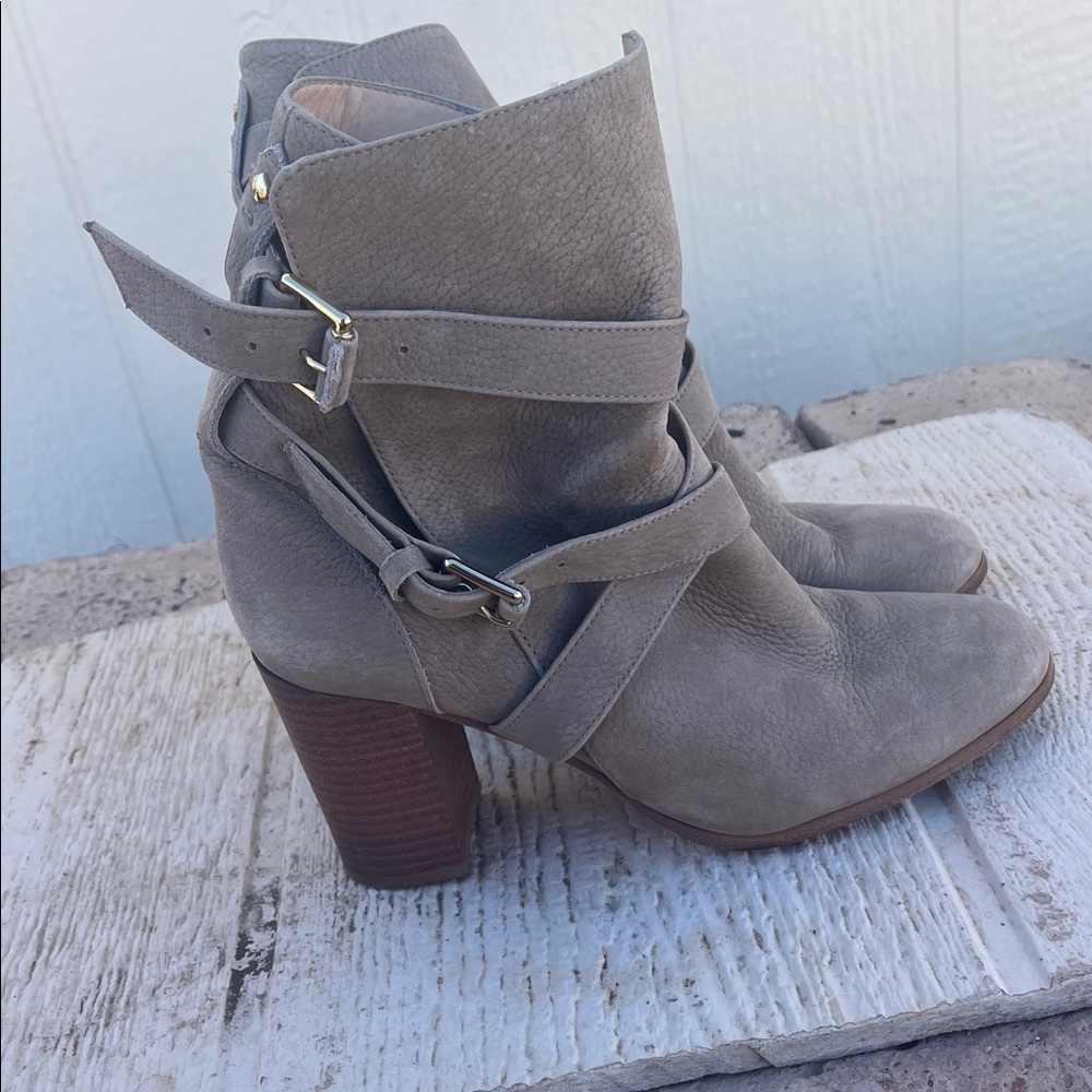 Kate Spade Lexy Motorcycle Boots  Leather Block Heel Buckle Sz 7.5